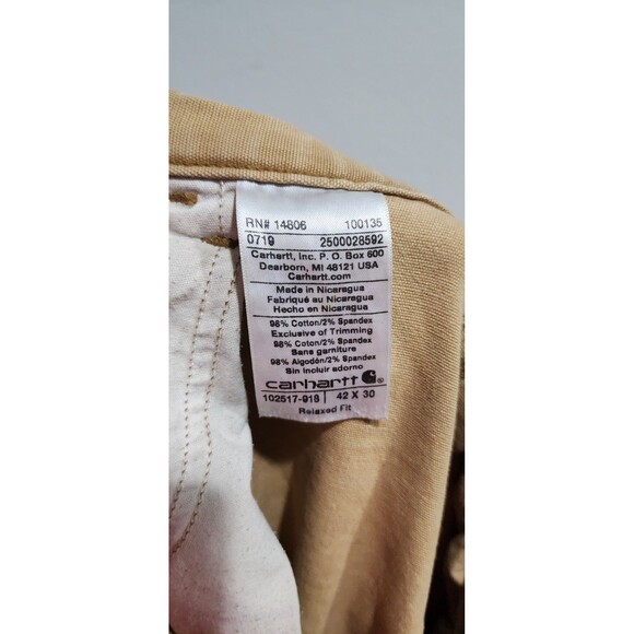 Carhartt Mens Relaxed Fit Tan Casual Pants Size 42X30 - Picture 14 of 16